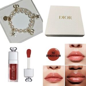 Dior Bundle: Dior Bracelet NIB and Addict Lip Glow Oil #062 Bronzed Glow
